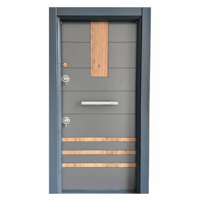 Fort Door Fort Door Full Metal Security Door with Dual Lock System - Stone Grey Gold