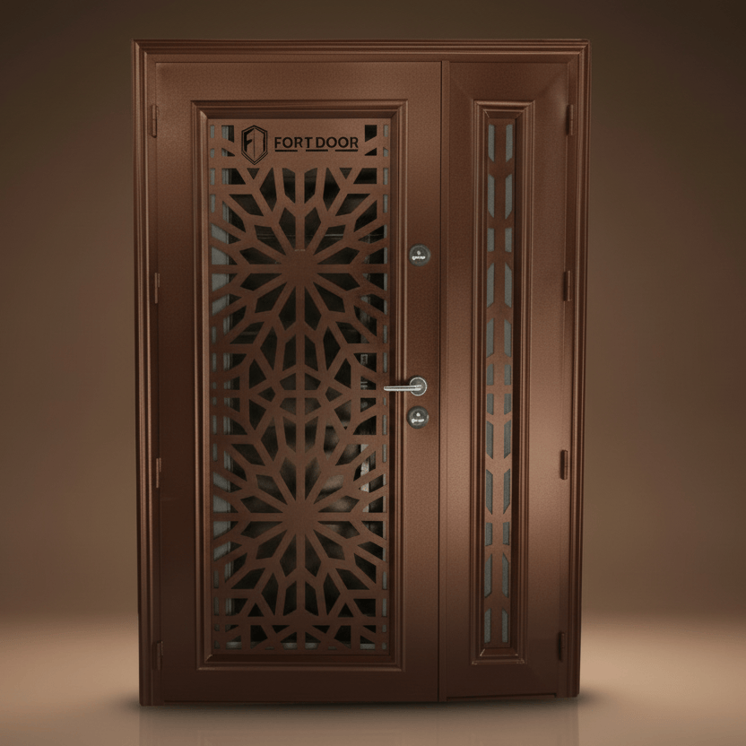 Fort Door Fort Door Full Metal Security Door with Ventilated Burglar Guard - Brown