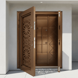 Fort Door Fort Door Full Metal Security Door with Ventilated Burglar Guard - Brown