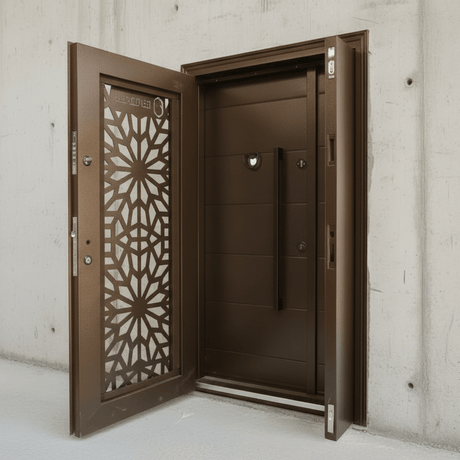 Fort Door Fort Door Full Metal Security Door with Ventilated Burglar Guard - Brown