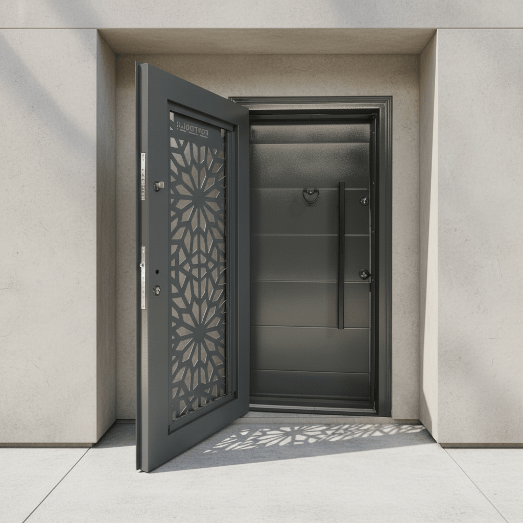 Fort Door Fort Door Full Metal Security Door with Ventilated Burglar Guard - Grey