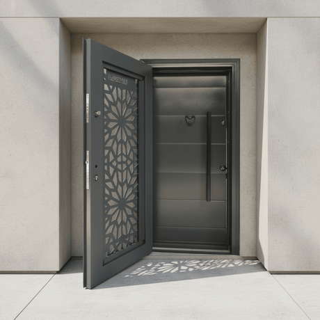 Fort Door Fort Door Full Metal Security Door with Ventilated Burglar Guard - Grey