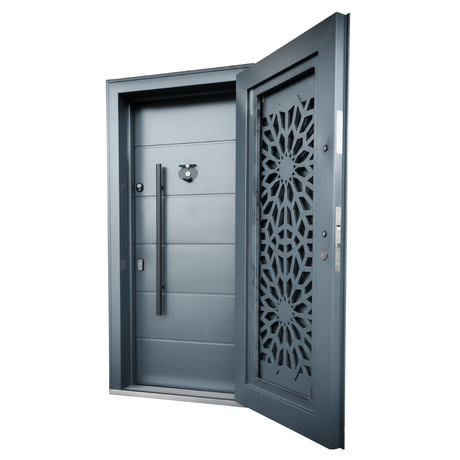 Fort Door Fort Door Full Metal Security Door with Ventilated Burglar Guard - Grey