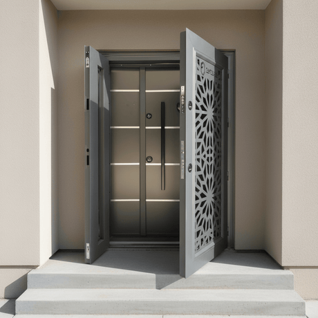 Fort Door Fort Door Full Metal Security Door with Ventilated Burglar Guard - Grey