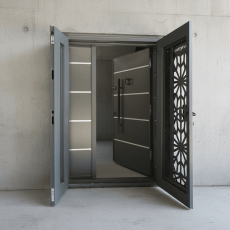 Fort Door Fort Door Full Metal Security Door with Ventilated Burglar Guard - Grey