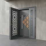 Fort Door Fort Door Laminox Security Door with Ventilated Burglar Guard - Graphite Walnut Mosaic