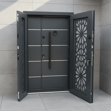 Fort Door Fort Door Laminox Security Door with Ventilated Burglar Guard - Slate Grey