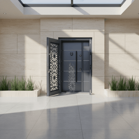 Fort Door Fort Door Laminox Security Door with Ventilated Burglar Guard - Slate Grey