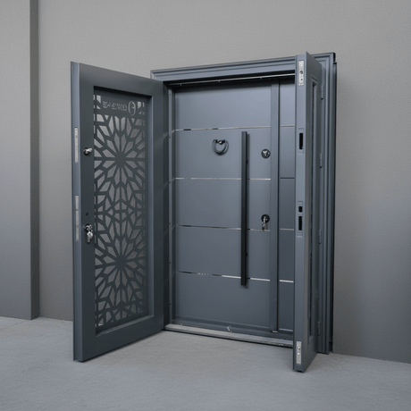 Fort Door Fort Door Laminox Security Door with Ventilated Burglar Guard - Slate Grey