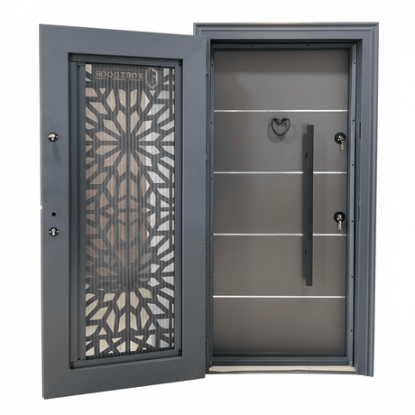 Fort Door Fort Door Laminox Security Door with Ventilated Burglar Guard - Slate Grey