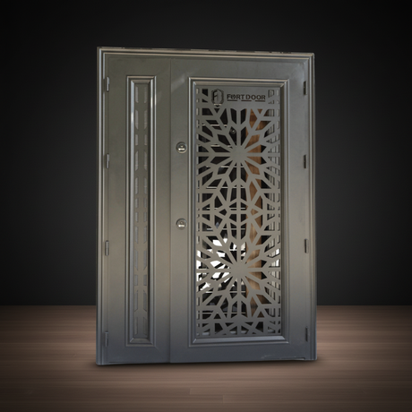 Fort Door Fort Door Laminox Security Door with Ventilated Burglar Guard - Smoked Walnut Black