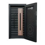 Fort Door Fort Door Laminox Security Door with Ventilated Burglar Guard - Smoked Walnut Black