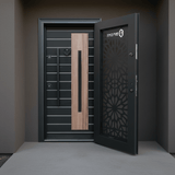 Fort Door Fort Door Laminox Security Door with Ventilated Burglar Guard - Smoked Walnut Black
