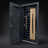 Fort Door Fort Door Laminox Security Door with Ventilated Burglar Guard - Smoked Walnut Black