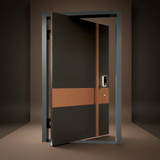 Fort Door Fort Door Luxury Aluminium Pivot Security Door with Smart Lock - Dark Walnut