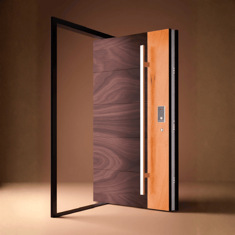Fort Door Fort Door Luxury Aluminium Pivot Security Door with Smart Lock - Dual Walnut Oak