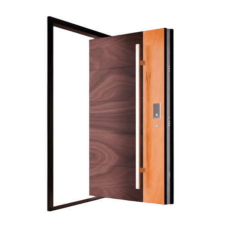 Fort Door Fort Door Luxury Aluminium Pivot Security Door with Smart Lock - Dual Walnut Oak