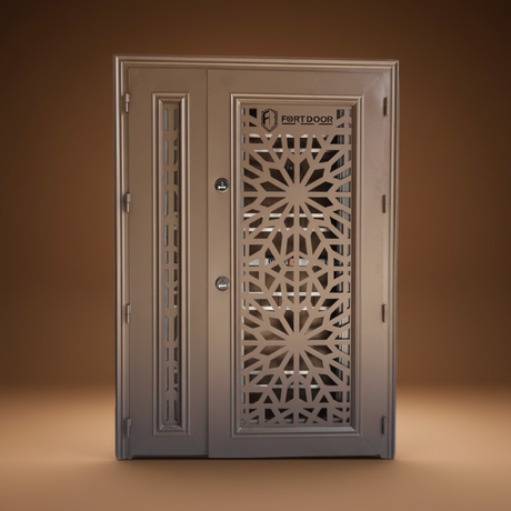 Fort Door Fort Door PVC Security Door with Ventilated Burglar Guard - Coffee Brown