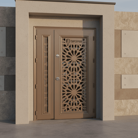 Fort Door Fort Door PVC Security Door with Ventilated Burglar Guard - Coffee Brown
