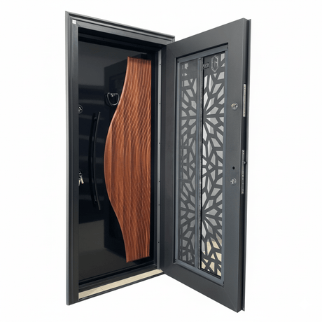 Fort Door Fort Door PVC Security Door with Ventilated Burglar Guard – Copper Walnut