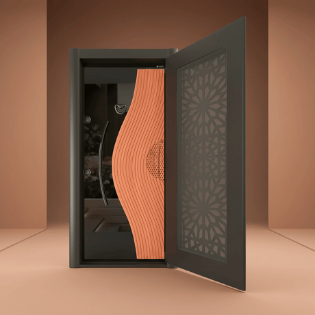 Fort Door Fort Door PVC Security Door with Ventilated Burglar Guard – Copper Walnut