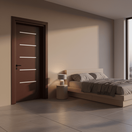 Fort Door Fort Door PVC Waterproof Internal Door 88 cm with Frame & Accessories - Coffee Brown