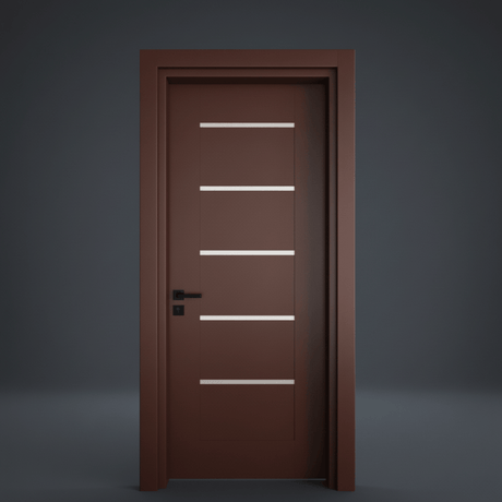 Fort Door Fort Door PVC Waterproof Internal Door 88 cm with Frame & Accessories - Coffee Brown