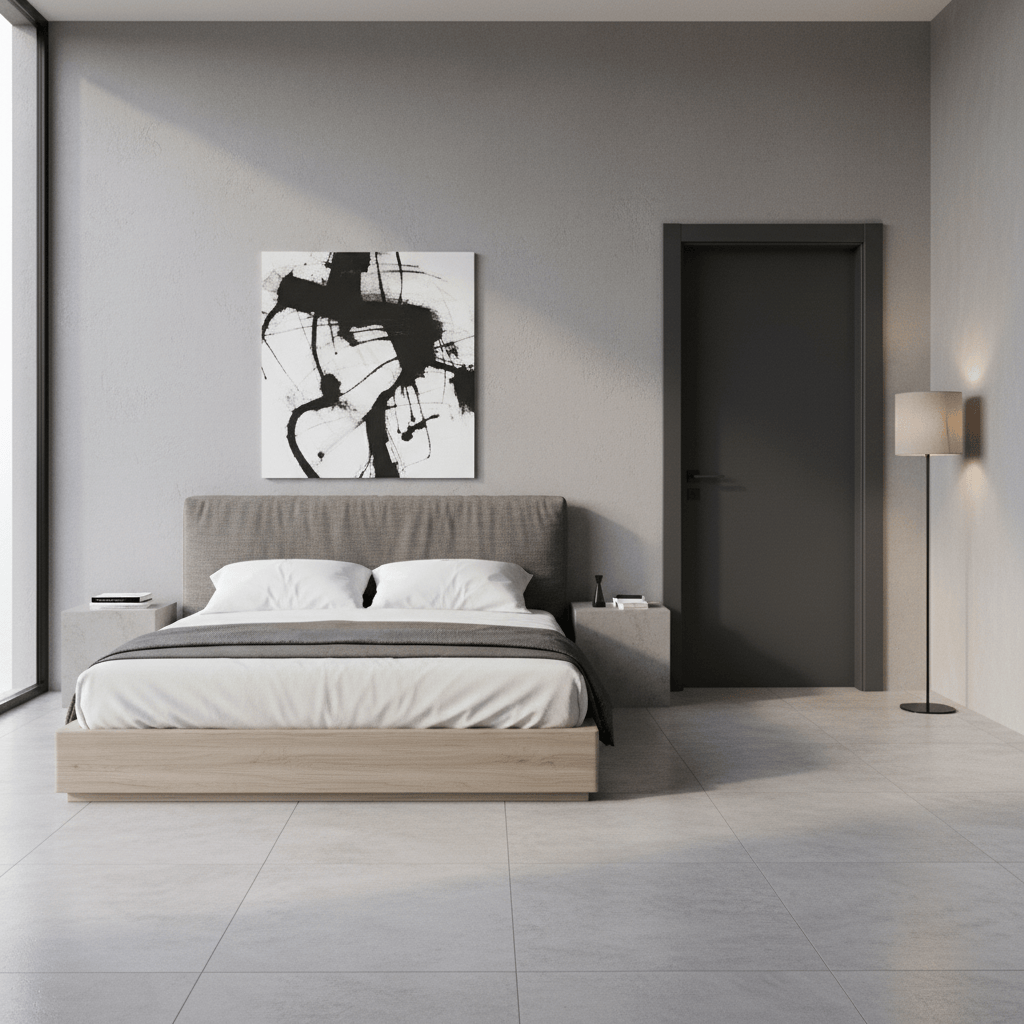 Fort Door Fort Door PVC Waterproof Internal Door 88 cm with Magnetic Frame & Lock - Grey