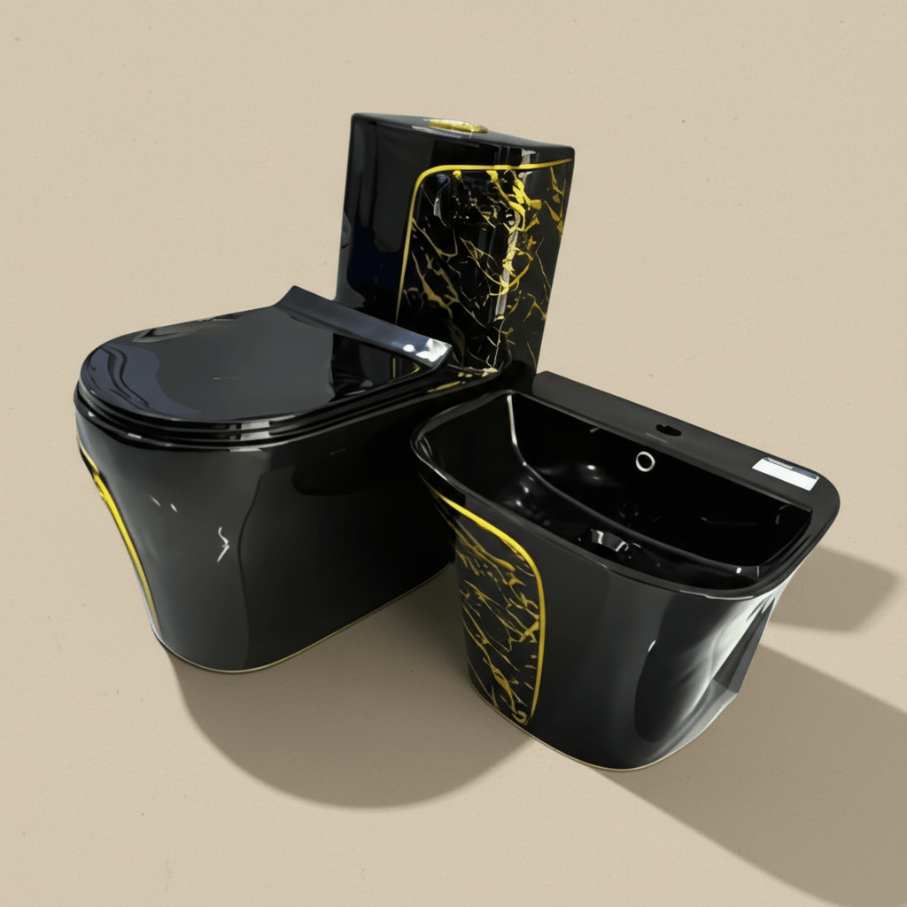 Frencia Toilet & Urinal Frencia Black Water Closet With Wash Basin Complete Set