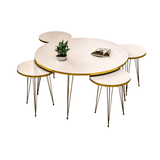 Furniture Sarayi Living Room Furniture Milano Round Nesting Coffee Table Set with Centre Table & 4 Coffee Tables - F-3127