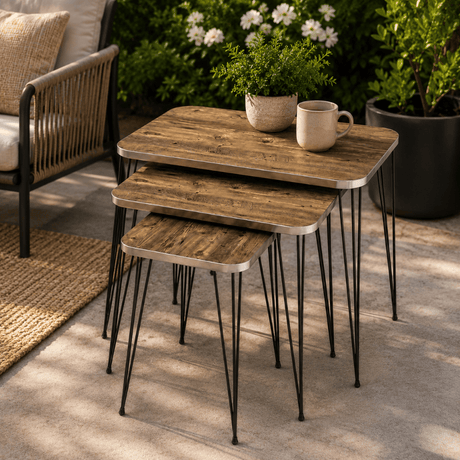 Furniture Sarayi Living Room Furniture Modern 3 Pieces Nesting Coffee Table Set with Walnut Wood Finish F-1213