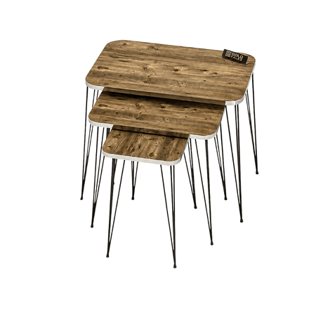 Furniture Sarayi Living Room Furniture Modern 3 Pieces Nesting Coffee Table Set with Walnut Wood Finish F-1213