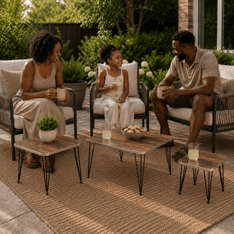 Furniture Sarayi Living Room Furniture Modern 3 Pieces Nesting Coffee Table Set with Walnut Wood Finish F-1213