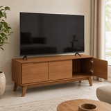 Furniture Sarayi Living Room Furniture Modern 55" TV Stand with 3 Doors & Built-In Handles - R263