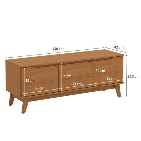 Furniture Sarayi Living Room Furniture Modern 55" TV Stand with 3 Doors & Built-In Handles - R263
