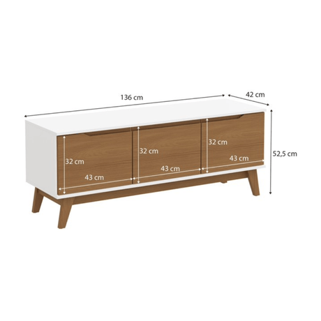 Furniture Sarayi Living Room Furniture Modern 55" TV Stand with 3 Doors & Built-In Handles - R263