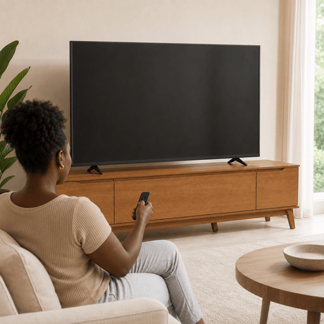Furniture Sarayi Living Room Furniture Modern 85" TV Stand with 3 Doors & Built-In Handles - R264