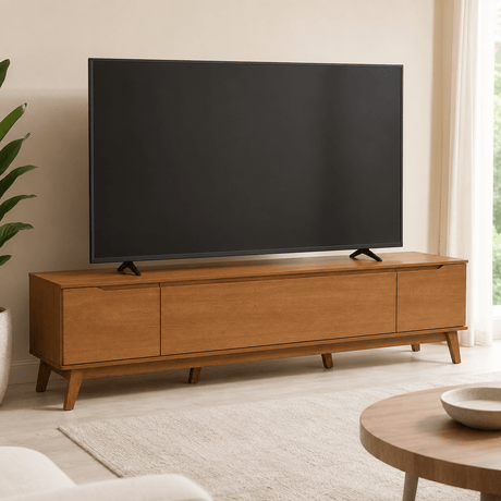 Furniture Sarayi Living Room Furniture Modern 85" TV Stand with 3 Doors & Built-In Handles - R264