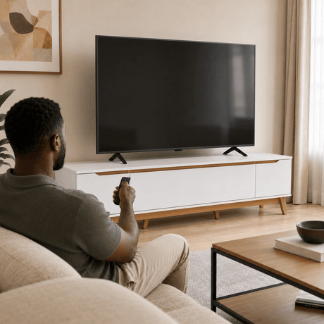 Furniture Sarayi Living Room Furniture Modern 85" TV Stand with 3 Doors & Built-In Handles - R264