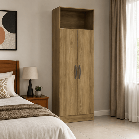 Furniture Sarayi Bedroom Furniture Modern Double Door Wooden Multi-Purpose Cabinet with Open Top Shelf - N408-NG