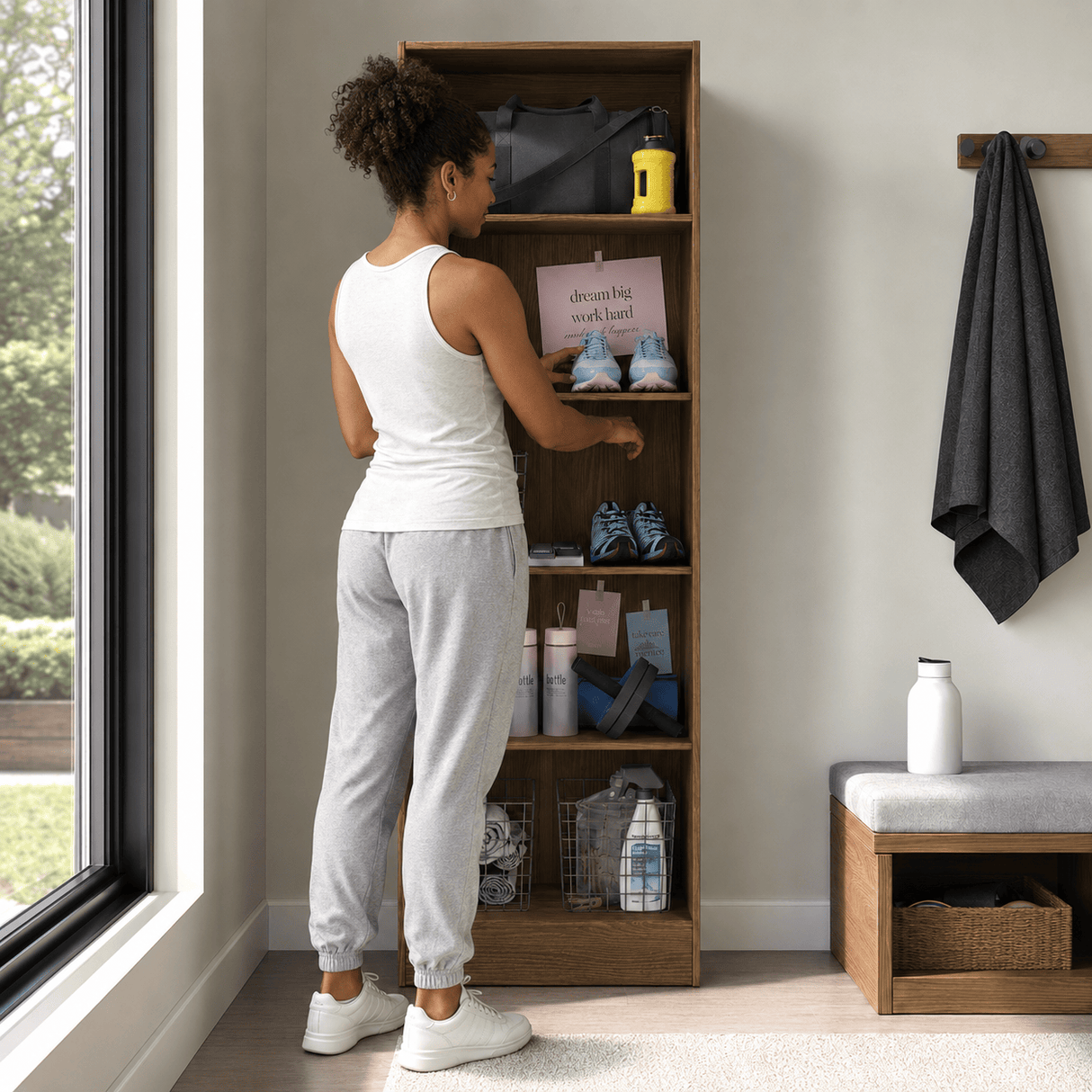 Furniture Sarayi Bedroom Furniture Modern Double Door Wooden Multi-Purpose Cabinet with Open Top Shelf - N408-NG