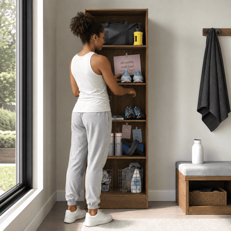 Furniture Sarayi Bedroom Furniture Modern Double Door Wooden Multi-Purpose Cabinet with Open Top Shelf - N408-NG