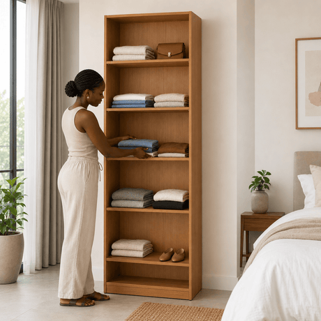 Furniture Sarayi Bedroom Furniture Modern Double Door Wooden Wardrobe with 6 Shelves - T267-CN