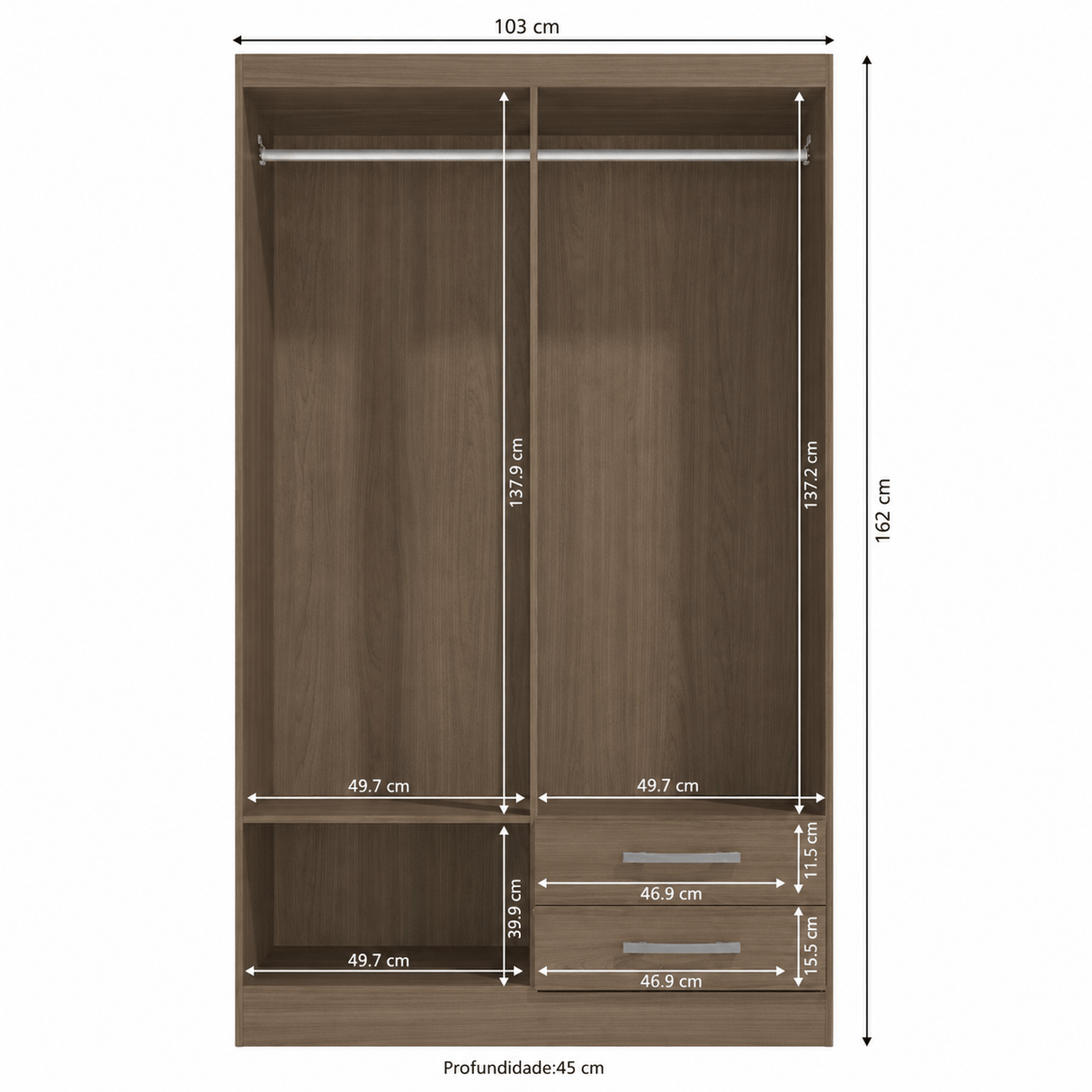 Furniture Sarayi Bedroom Furniture Modern Four Door Wooden Bedroom Wardrobe with 2 Hanging Rails & 2 Drawers - EX086