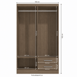 Furniture Sarayi Bedroom Furniture Modern Four Door Wooden Bedroom Wardrobe with 2 Hanging Rails & 2 Drawers - EX086
