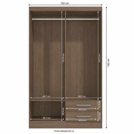 Furniture Sarayi Bedroom Furniture Modern Four Door Wooden Bedroom Wardrobe with 2 Hanging Rails & 2 Drawers - EX086