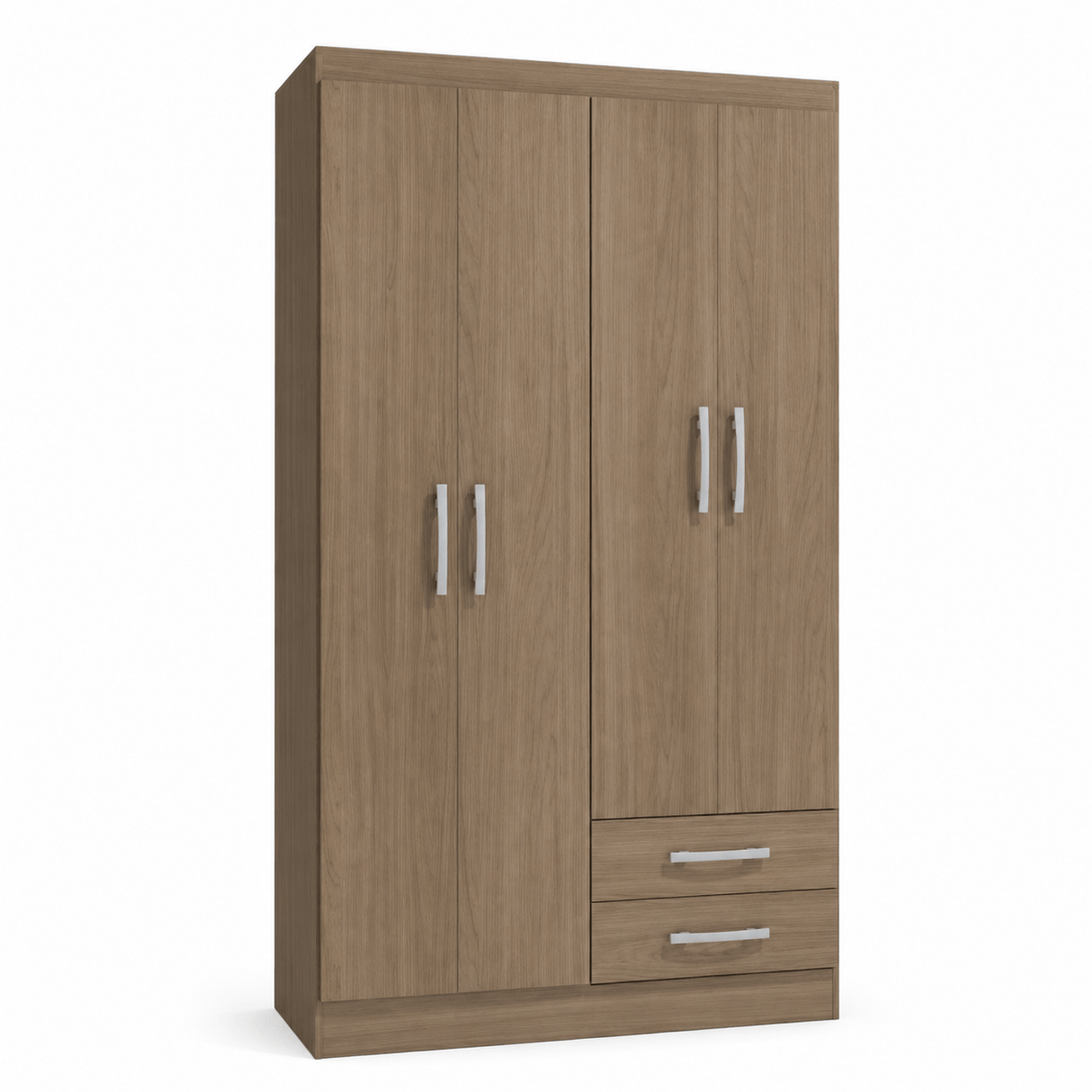 Furniture Sarayi Bedroom Furniture Modern Four Door Wooden Bedroom Wardrobe with 2 Hanging Rails & 2 Drawers - EX086