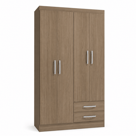 Furniture Sarayi Bedroom Furniture Modern Four Door Wooden Bedroom Wardrobe with 2 Hanging Rails & 2 Drawers - EX086