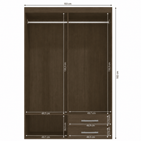 Furniture Sarayi Bedroom Furniture Modern Four Door Wooden Bedroom Wardrobe with 2 Hanging Rails & 2 Drawers - EX086