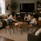 Furniture Sarayi Living Room Furniture Modern Nesting Coffee Table Set Walnut Wood Finish with Center Table & 4 Cofee Tables - F-3022